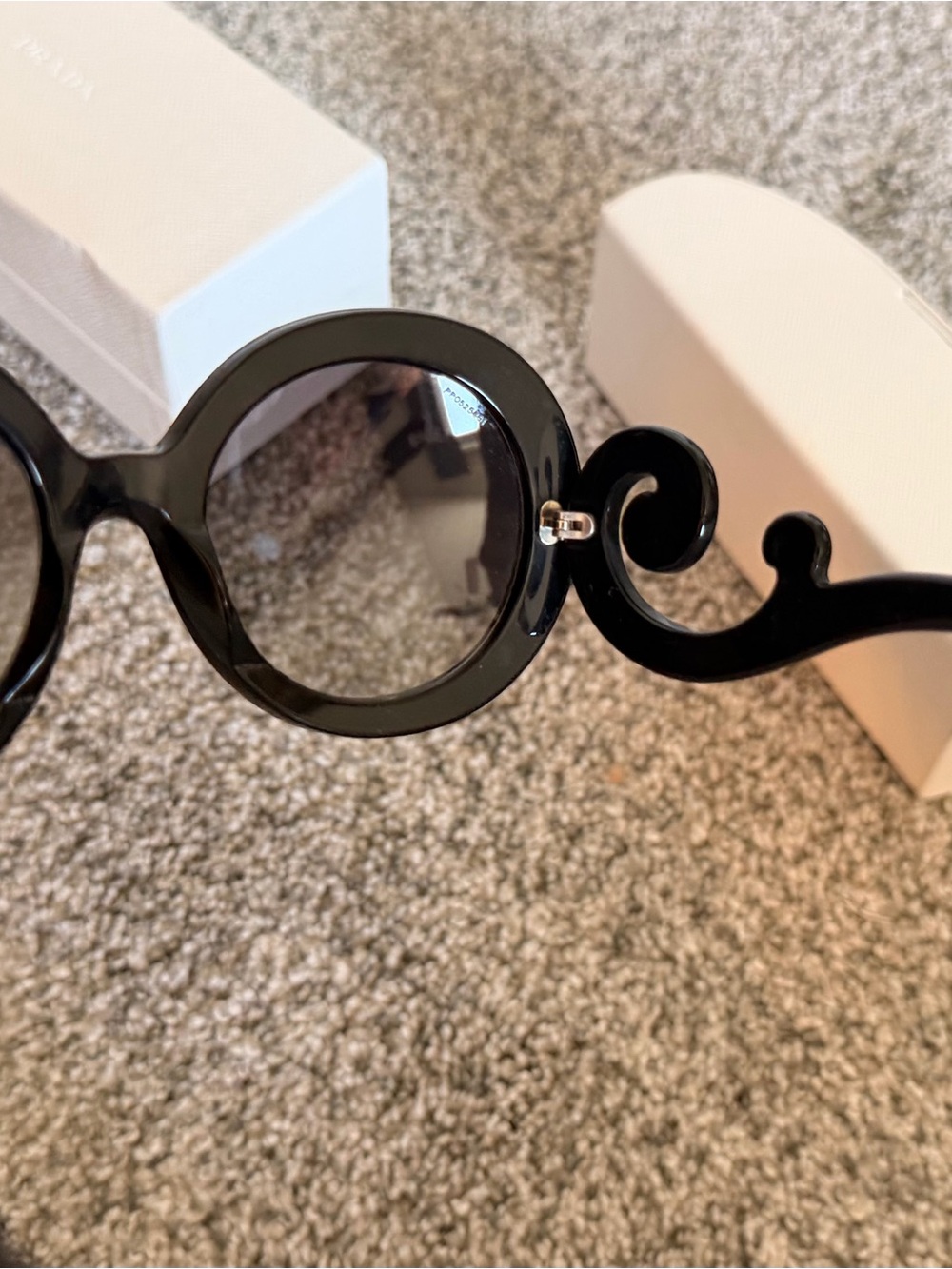 Prada Black Round Women's Sunglasses with Gradient Lenses - Picture 8 of 9